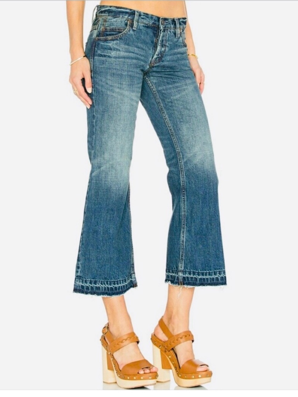 Free People High Rise Cropped Raw Hem Jeans